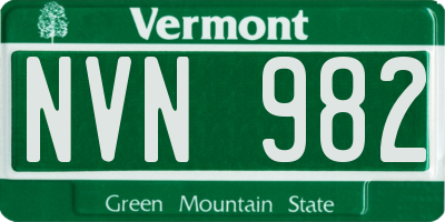 VT license plate NVN982