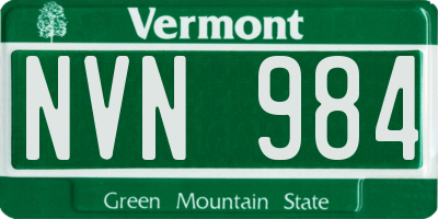 VT license plate NVN984