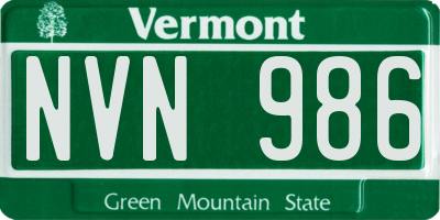 VT license plate NVN986