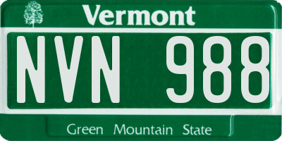 VT license plate NVN988