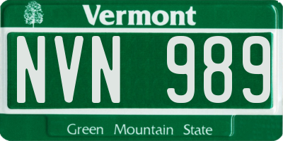VT license plate NVN989