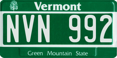 VT license plate NVN992