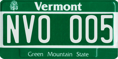 VT license plate NVO005