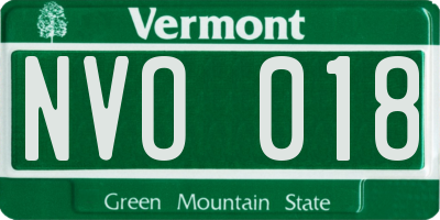 VT license plate NVO018
