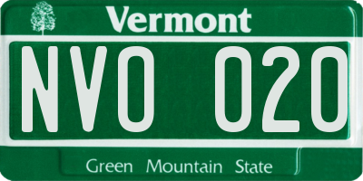 VT license plate NVO020