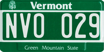 VT license plate NVO029