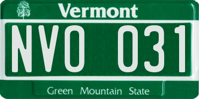 VT license plate NVO031