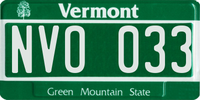 VT license plate NVO033
