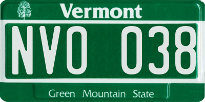 VT license plate NVO038