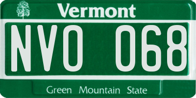 VT license plate NVO068