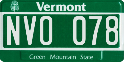 VT license plate NVO078
