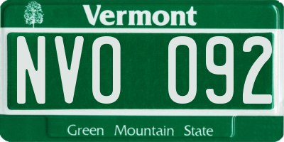 VT license plate NVO092