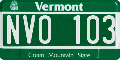 VT license plate NVO103
