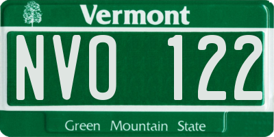 VT license plate NVO122