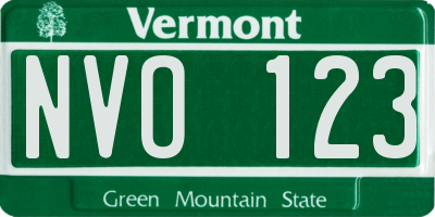 VT license plate NVO123