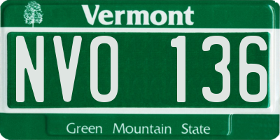 VT license plate NVO136