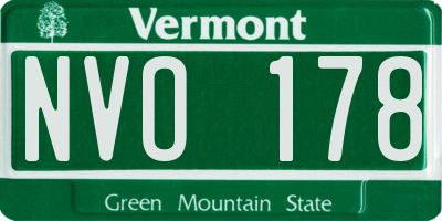 VT license plate NVO178