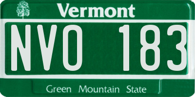 VT license plate NVO183