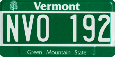 VT license plate NVO192