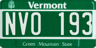 VT license plate NVO193