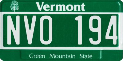 VT license plate NVO194