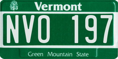 VT license plate NVO197