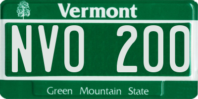 VT license plate NVO200