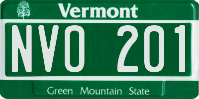 VT license plate NVO201