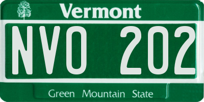 VT license plate NVO202