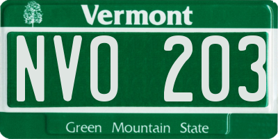 VT license plate NVO203