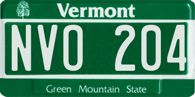VT license plate NVO204