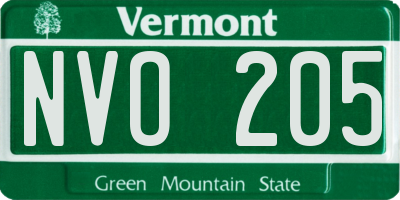 VT license plate NVO205