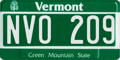 VT license plate NVO209