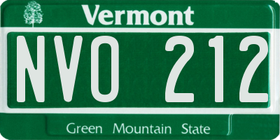 VT license plate NVO212