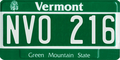 VT license plate NVO216