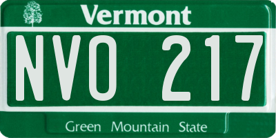 VT license plate NVO217