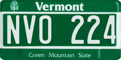 VT license plate NVO224
