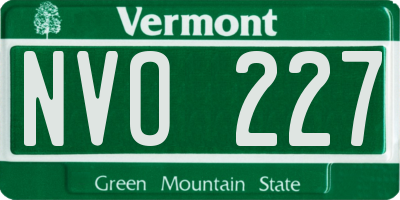 VT license plate NVO227