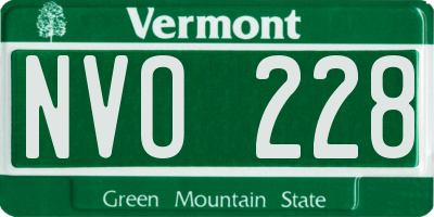 VT license plate NVO228