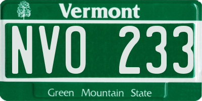 VT license plate NVO233