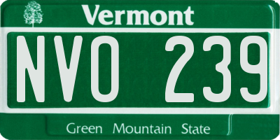VT license plate NVO239