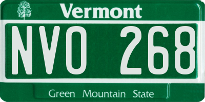 VT license plate NVO268