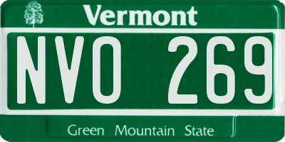 VT license plate NVO269