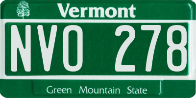 VT license plate NVO278