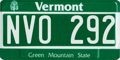 VT license plate NVO292