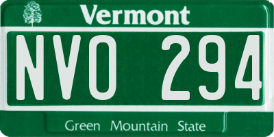 VT license plate NVO294