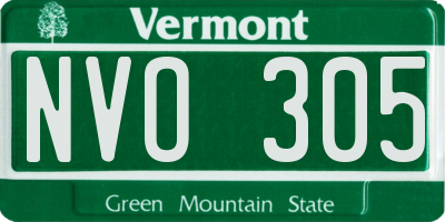 VT license plate NVO305