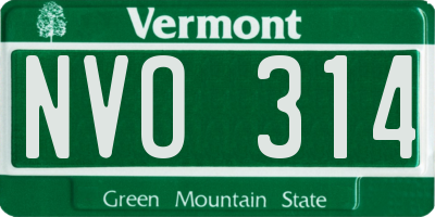VT license plate NVO314
