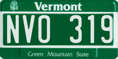 VT license plate NVO319