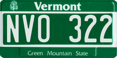 VT license plate NVO322